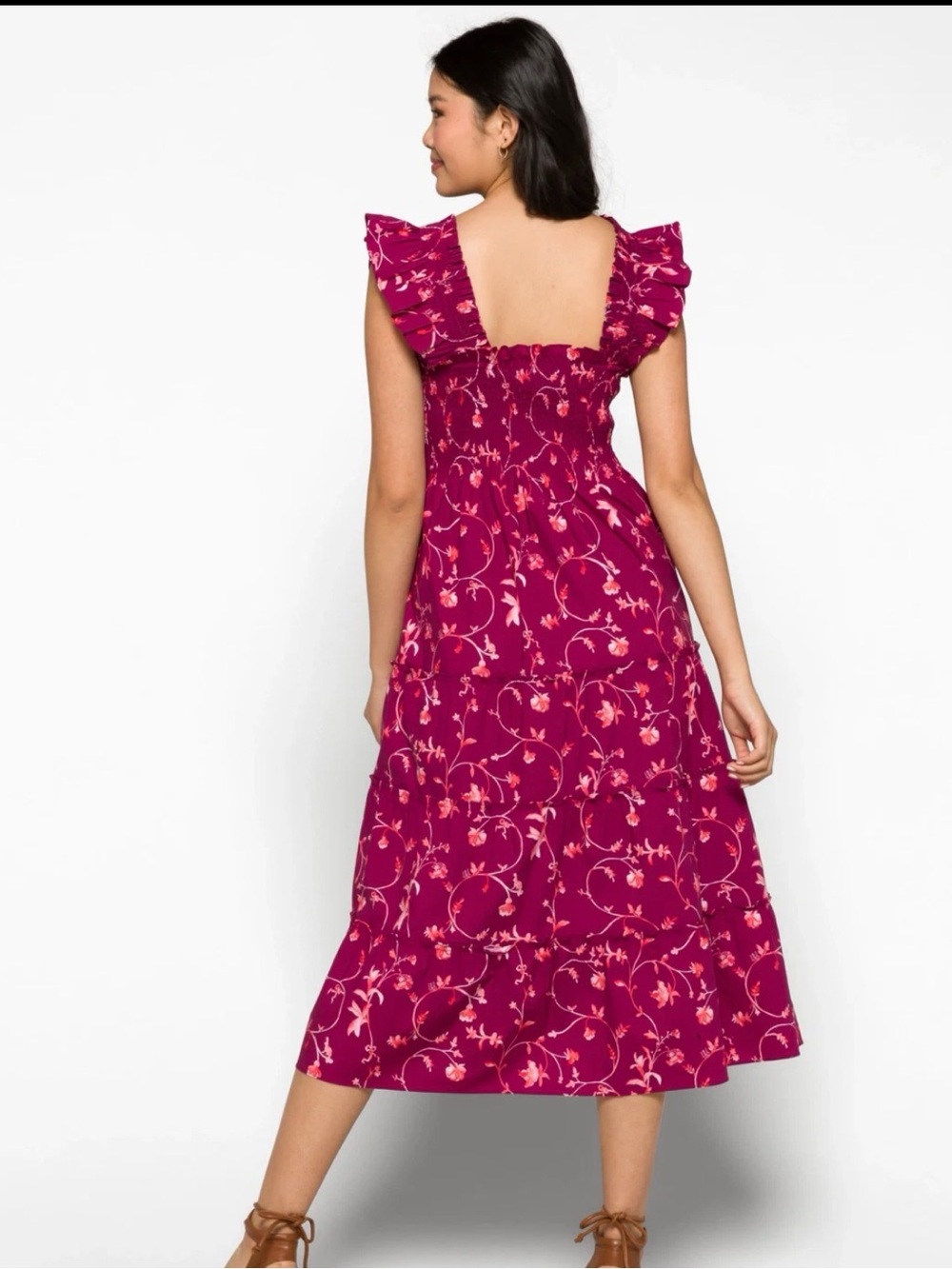 Hill House Home Ellie Nap Dress Burgundy Botanical Size XXS - Picture 3 of 5